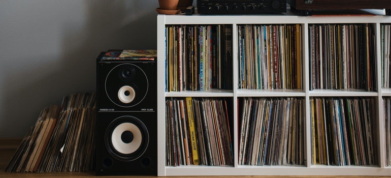  vinyl records on a shelf
