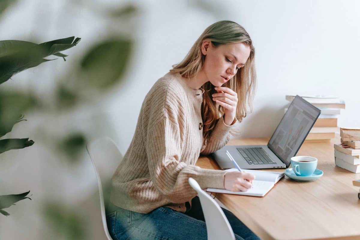 A woman doing research