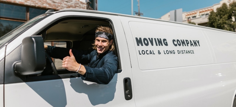 mover inside a moving van