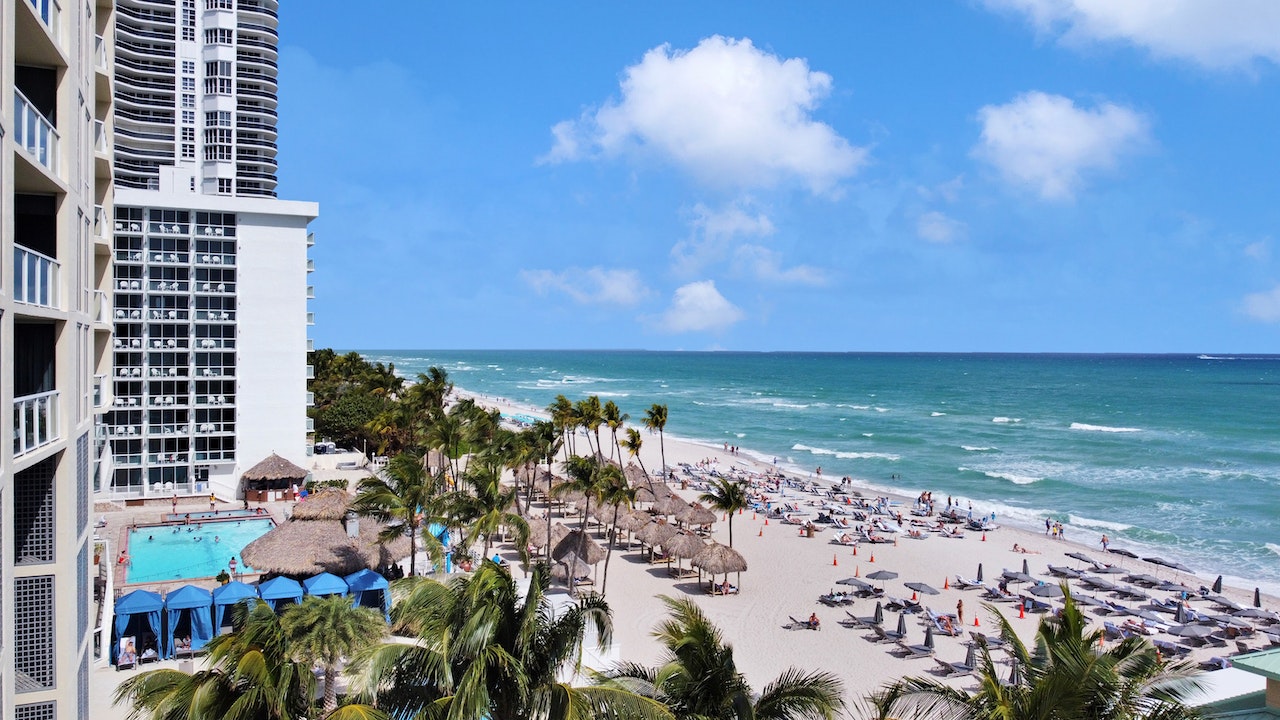 Florida beach and buildings on the beach