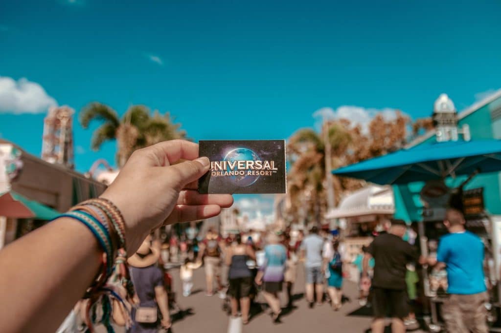 A person holding Universal Studio ticket