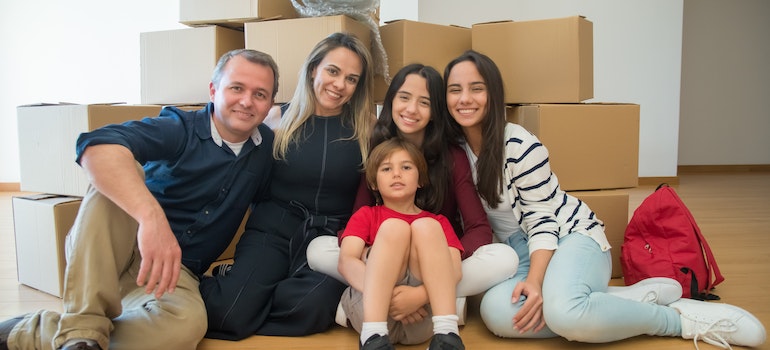 Family in their new house.