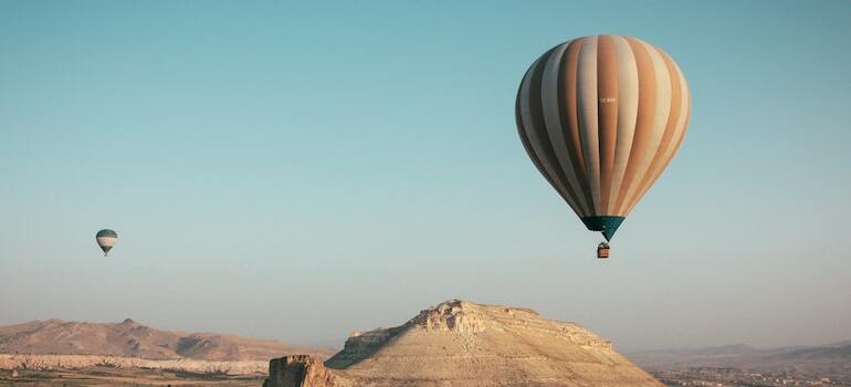 A hot air balloon in the sky