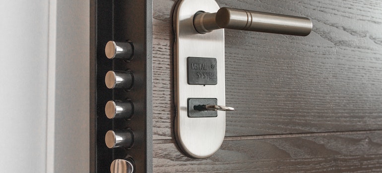 Door with security lock;