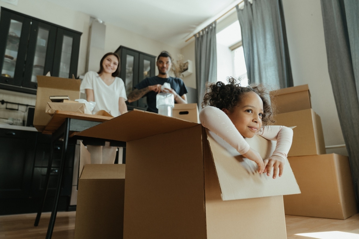 A family getting ready to move