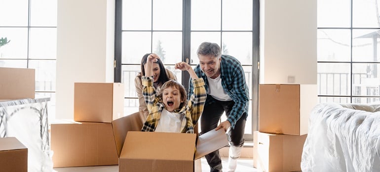 a family packing for a move