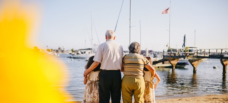 a family by the beach