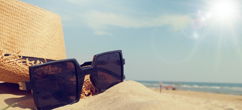 sun glasses and a hat