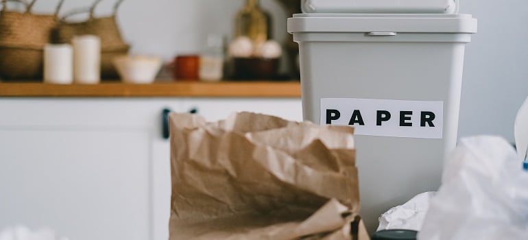 papers and a bin